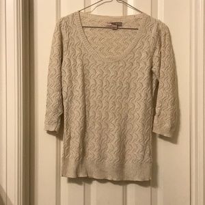 Forever21 Metallic 3/4 Sleeve Scoop Neck Sweater S